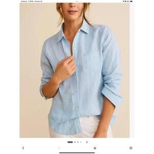 NWT Untuckit Sherry Women’s Sz 4 Blue/white Striped Reg Fit Button Up